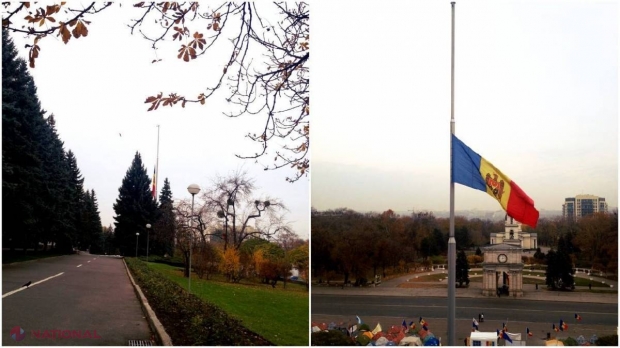  Drapelul R. Moldova din faţa Guvernului, COBORÂT  în BERNĂ