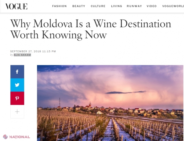 R. Moldova, promovată în revista VOGUE: „De ce Moldova este o destinație viticolă? Află acum”