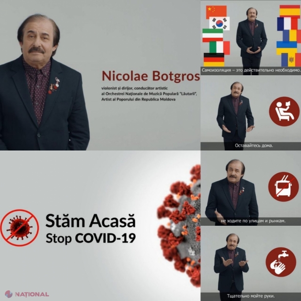 VIDEO // Nicolae Botgros, alături de alți interpreți, se implică în Campania de informare pentru prevenirea răspândirii CORONAVIRUSULUI – „Stăm acasă!”