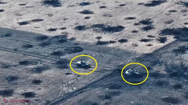 VIDEO // Cât de mare e incompetența soldaților lui Putin în Ucraina. Două tancuri, DISTRUSE de o mină în același loc, unul după altul