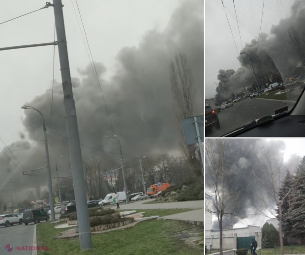 VIDEO // Incendiu de proporții la un DEPOZIT din centrul Chișinăului. Peste 50 de POMPIERI participă la lichidarea flăcărilor