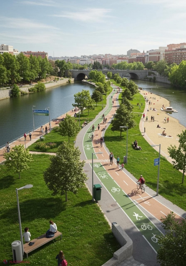 FOTO // Soluție pentru Chișinău? O capitală europeană a transformat 24 de autostrăzi urbane în parcuri riverane, cu plaje urbane și 30 km de piste pentru biciclete