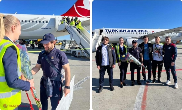 FOTO // Luptătorul Victor Ciobanu, întâlnit ca un adevărat erou la Aeroportul Internațional Chișinău. Atletul este al nouălea sportiv din R. Moldova calificat la Jocurile Olimpice Paris 2024