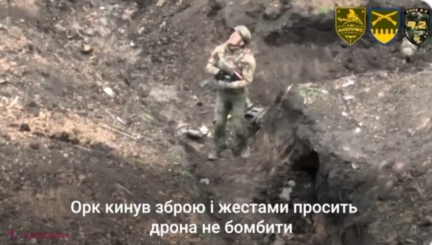 VIDEO // Imagini epice la Bahmut: Un soldat rus s-a predat urmând instrucțiunile unei drone manevrate de ucraineni