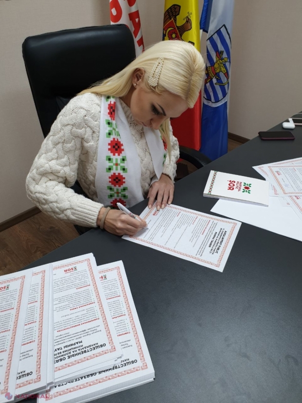 PREMIERĂ la alegerile din Bălţi. Marina Tauber garantează prin semnătură că-și va îndeplini fiecare punct din programul său pentru Bălți. 