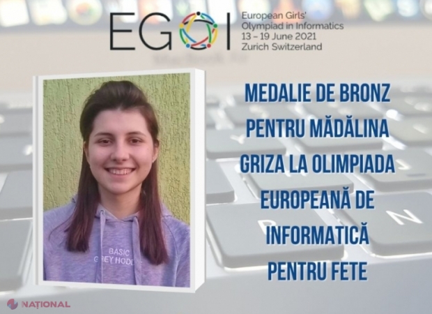 Medalie pentru R. Moldova la Olimpiada Europeană de Informatică pentru Fete, adusă de o elevă a Liceului „Orizont”