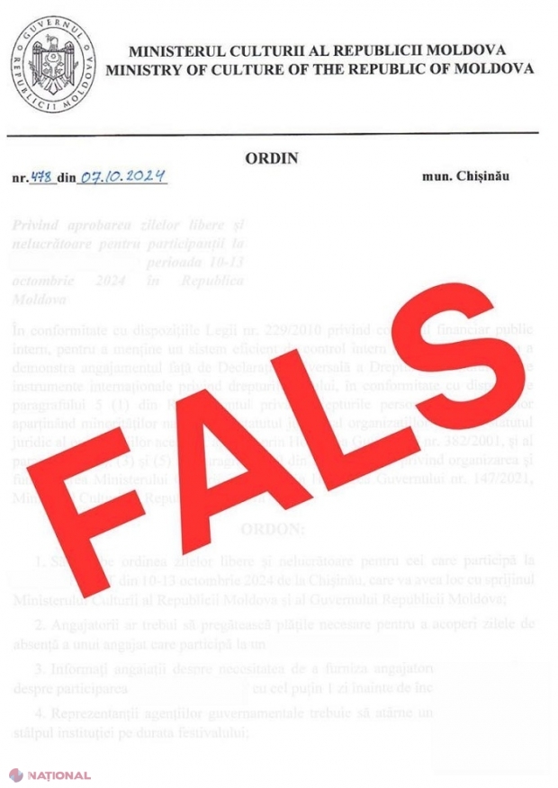 Ministerul Culturii vizat într-un ordin FALS distribuit în mediul online. Cetățenii sunt atenționați să se informeze doar din surse oficiale