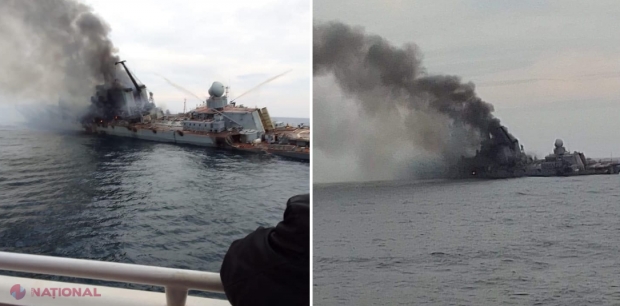 VIDEO, FOTO // Ultimele IMAGINI cu „Moscova” în FLĂCĂRI. Pe mare nu era nicio furtună. Un marinar rus ar fi DEZVĂLUIT mamei sale ce s-a întâmplat la bordul navei amiral a flotei rusești