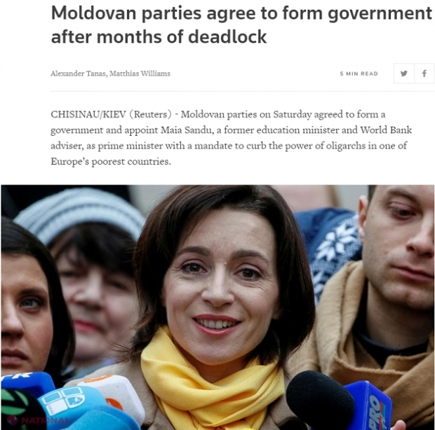 Evenimentele de la Chișinău, în presa internațională: „Blocul proeuropean al Maiei Sandu a creat o coaliție de lucru cu PSRM-ul susținut de ruși, care a spart blocajul de după alegerile parlamentare din februarie”