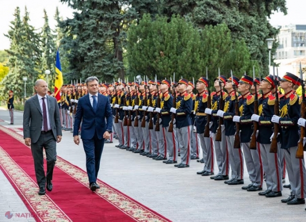 VIDEO // Cancelarul german, Olaf Scholz, întâlnit de către premierul Dorin Recean la Chișinău: „Germania este un prieten de încredere și unul dintre principalii noștri parteneri comerciali. Tot mai multe produse moldovenești ajung în Germania”