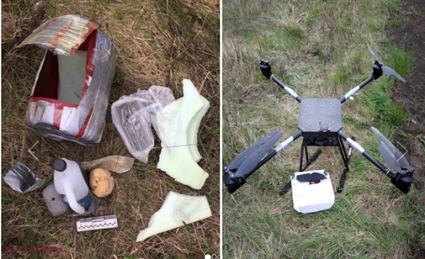 FOTO // Transnistrenii spun că au doborât o dronă cu explozibil, care zbura deasupra satului Maiak pentru a ataca așa-zisul centru de radio și televiziune local