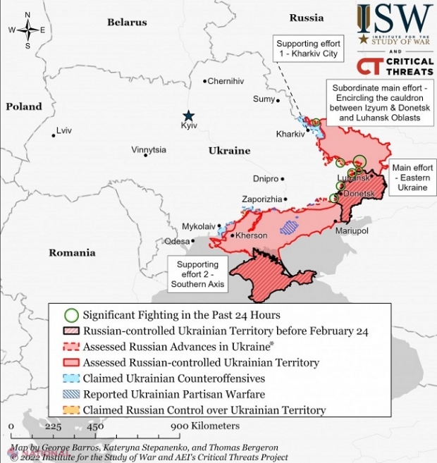 VIDEO // HARTĂ interactivă cu toate mișcările de trupe și controlul pe care Rusia și Ucraina l-au exercitat pe câmpul de luptă în cele 92 de zile de război