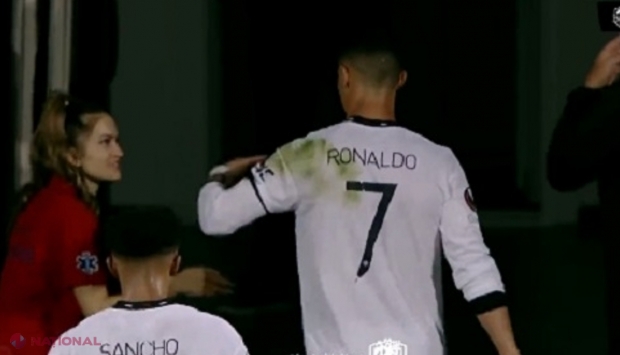 VIDEO // Cristiano Ronaldo, NERVOS după ce o doctoriță de la Chișinău a încercat să-l „agațe”. FC Sheriff a pierdut partida cu United, iar starul portughez a marcat la Chișinău primul său gol în Europa League