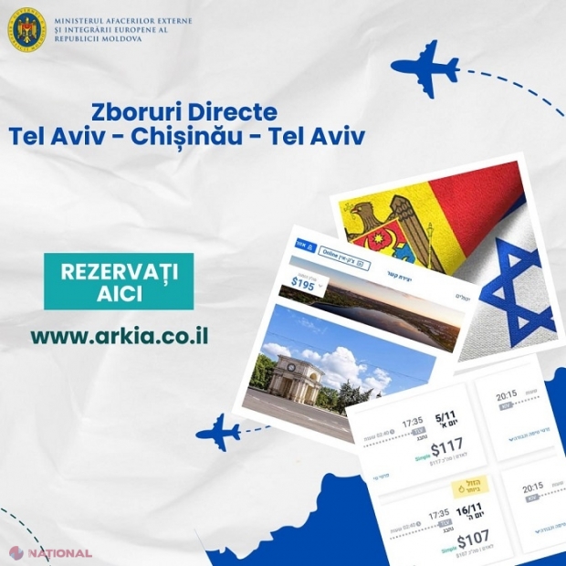 IMPORTANT pentru cetățenii R. Moldova aflați în Israel: Zboruri directe Tel Aviv - Chișinău din 2 noiembrie, efectuate de o companie israeliană