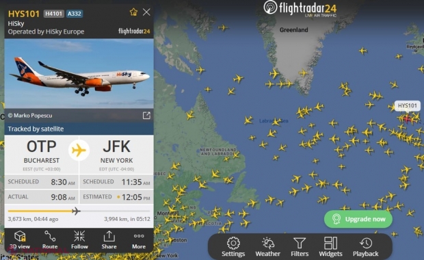 FOTO // Compania HiSky scrie ISTORIE în aviația din R. Moldova. În această dimineață a DECOLAT primul zbor lung-curier cu ruta Chișinău– București–New York