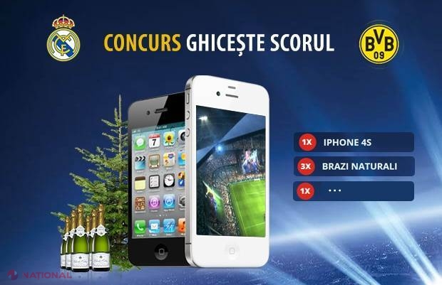 CONCURS: Meciul Real Madrid versus Borussia Dortmund îți poate aduce un iPhone de Revelion!