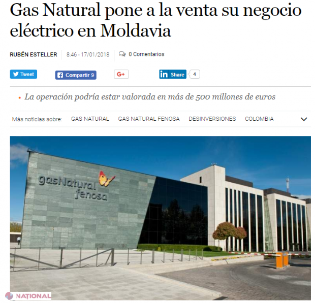 OFICIAL // „Gas Natural Fenosa” din R. Moldova NU a fost vândută, deși au existat intenții