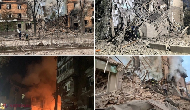 FOTO // „Pentru prima dată în viața mea, simt URĂ pură”. Imagini macabre după bombardamentele rusești din centrul orașului Zaporojie