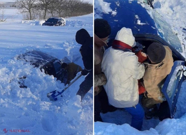 FOTO // Primele IMAGINI cu mașina înzăpezită la Coșcalia, în care au fost găsite două persoane DECEDATE. Zăpada a acoperit în totalitate automobilul