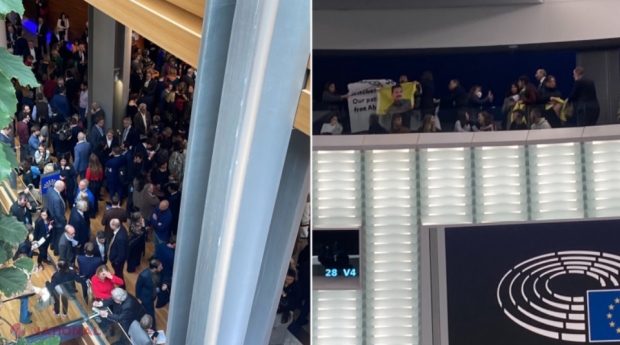 Alertă de securitate la Parlamentul European. Un grup de kurzi a intrat în sala de plen și eurodeputații au fost EVACUAȚI