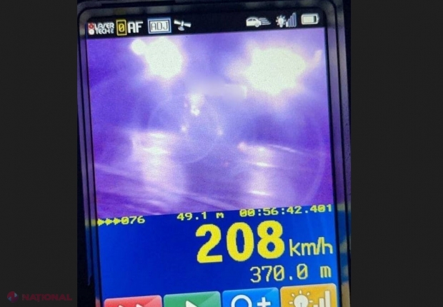 FOTO // Viteză RECORD pe drumurile publice din R. Moldova. Un tânăr conducea cu 208 km/h printr-un sat din sudul republicii