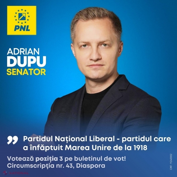 „Să ne unim pentru România!”. Adrian Dupu îndeamnă românii să iasă la vor pe 1 decembrie și să-și arate dragoste de țară: „Un vot pentru listele PNL este un vot care va garanta României un loc în rând cu țările civilizate ale lumii!”