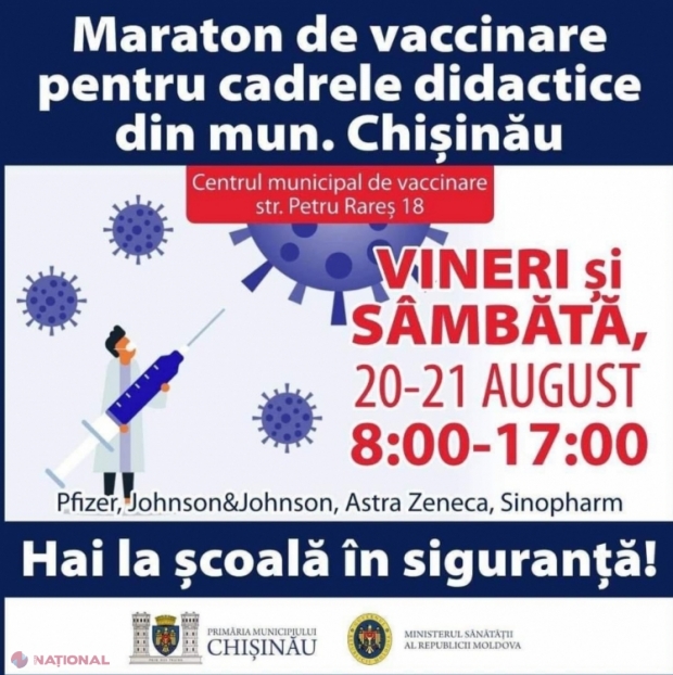 COVID-19 // MARATON de vaccinare a cadrelor didactice, desfășurat la Chișinău