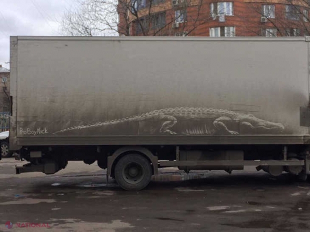 GENIAL! // Un artist rus duce desenul pe mașini murdare la rang de artă!