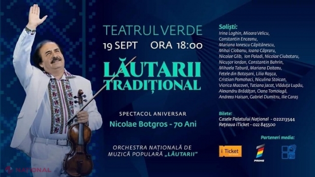 Nume mari din R. Moldova și România, pe scena Teatrului Verde din Chișinău: Concert dedicat aniversării a 70-a a maestrului Nicolae Botgros