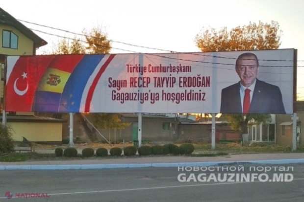 Cultul personalității? Găgăuzii s-au pregătit pentru vizita lui Erdogan cu portretele acestuia pe toate clădirile