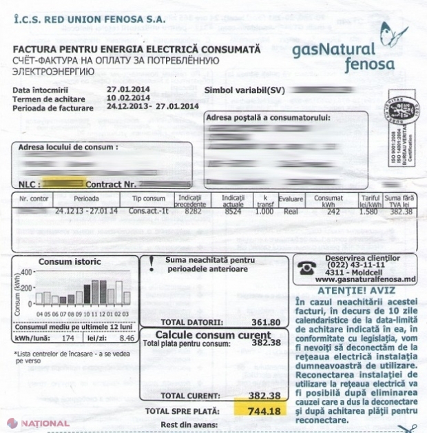 Compensații de 25% din costul facturii pentru energia electrică, acordate locuitorilor din Chișinău ale căror apartamente sunt dotate cu plite electrice