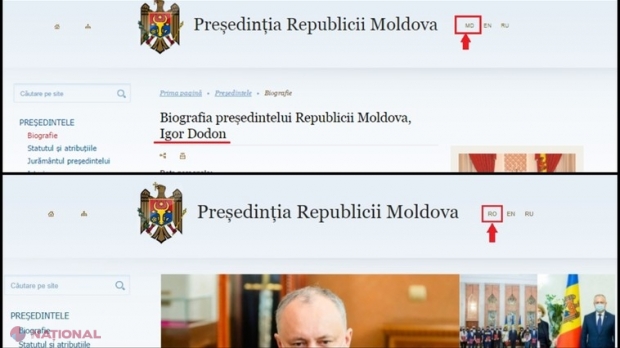 FOTO // Limba „MOLDOVENEASCĂ”, radiată de la Președinție
