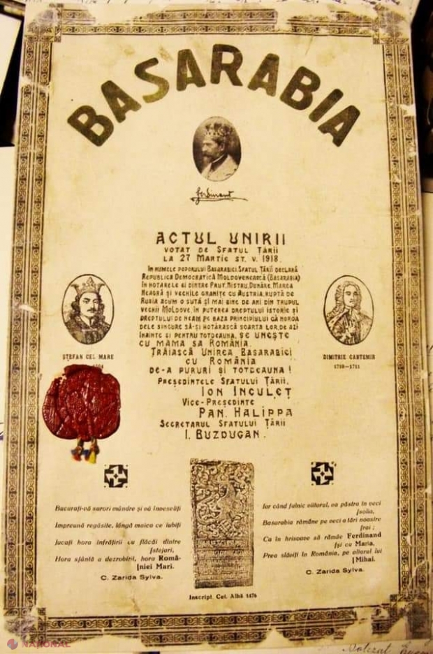 UNIREA Basarabiei cu România: 103 ani de la istorica decizie a Sfatului Țării de la Chișinău